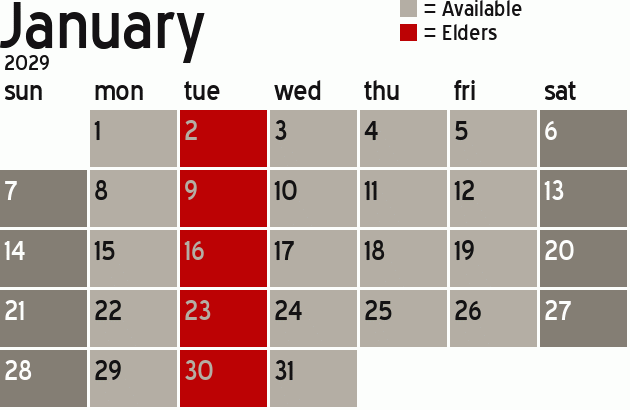 Missionary Dinner Calendar