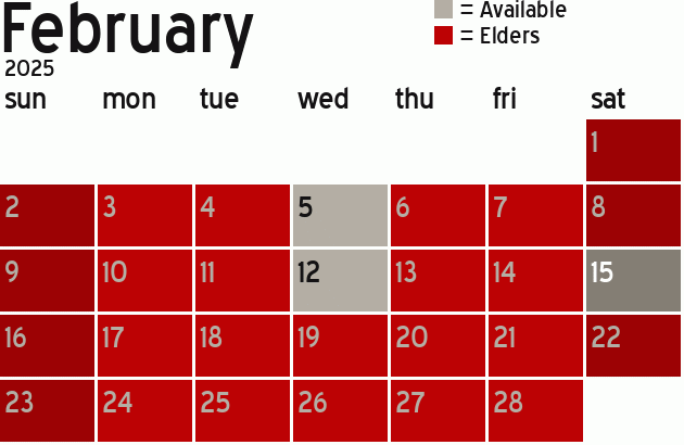 Missionary Dinner Calendar