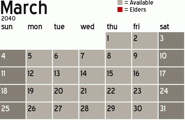 Missionary Dinner Calendar