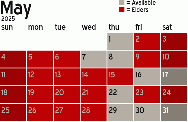 Missionary Dinner Calendar
