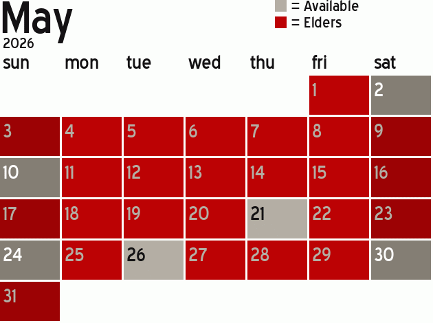 Missionary Dinner Calendar
