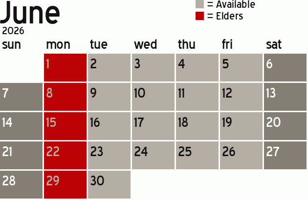 Missionary Dinner Calendar